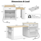 Expandable Wooden Kitchen Island With Drop-Leaf Table And Dual Storage - 82.7 in, 4-6 Person