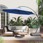 LAUSAINT HOME 11 FT Beige Curvy Cantilever Patio Umbrella With Base