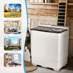 Portable Twin Tub Washer Dryer Combo With Drain Pump, 26 LBS - Blue/Gray