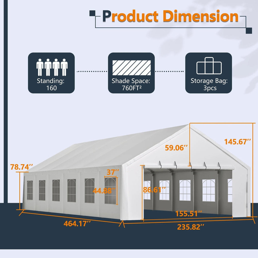 20x40 FT Heavy-Duty Party Tent With 3 Storage Bags