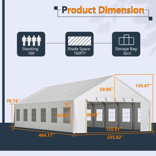 20x40 FT Heavy-Duty Party Tent With 3 Storage Bags