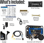 Westinghouse Tri-Fuel Portable Generator, 12500 Peak Watts, Remote Electric Start, Transfer Switch Ready