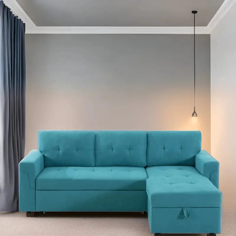 Convertible Modular Sleeper Sectional Sofa With Reversible Storage Chaise