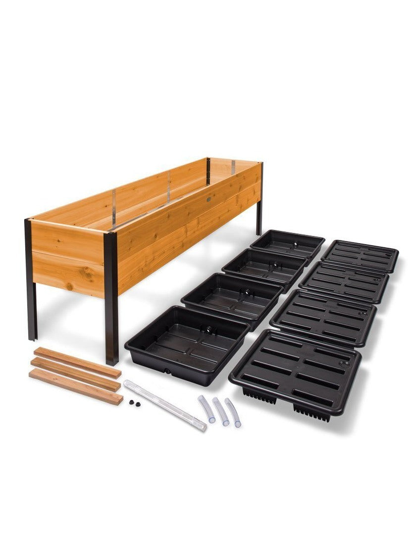 Self-Watering Eco-Stained Elevated Planter Box, Lakeside Cedar, 96 in x 24 in x 29 in