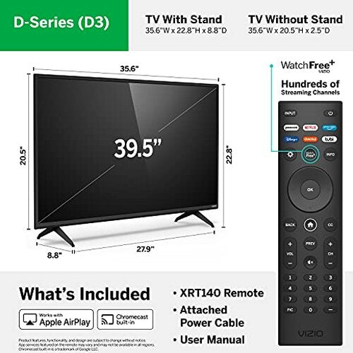VIZIO 40-Inch D-Series Full HD 1080p Smart TV With AMD FreeSync Apple AirPlay - D40F-J09