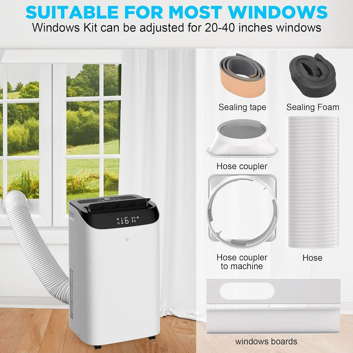 HUMHOLD Portable Air Conditioner 12000 BTU, White, 3-in-1 With Remote - HDPAC-10-A1