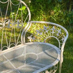 Antique White Curved-Back Garden Bench - Paris 1968