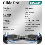 Bluetooth Self-Balancing Hoverboard With 6.5-Inch Wheels, 7-Color Lights, 44-176 Lb. Capacity - Silver