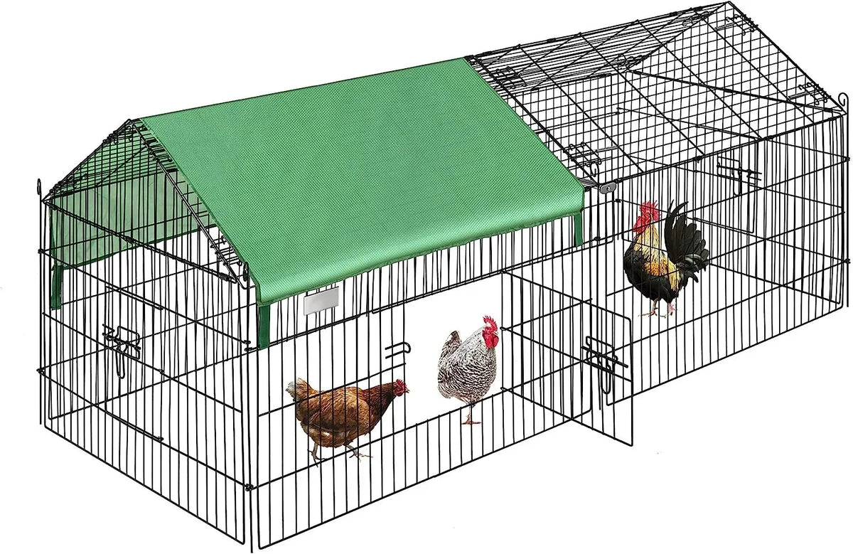 SPECSTAR Large Metal Chicken Coop Cage 71.2in x 29.5in x 29.5in - Green