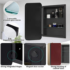 Dalattin Metal Bathroom Medicine Cabinet With Mirror, Recessed Or Wall Mounted, 16x24 Inch, Black