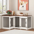 L-Shaped Corner Dog Crate Furniture, 58.7 in x 41.1 in