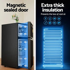 Devanti 80L Compact Black Bar Fridge With 25L Chiller Compartment