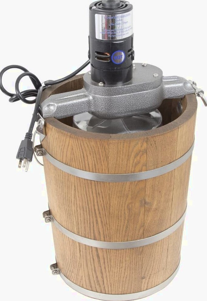 6 Qt Country Ice Cream Maker With Classic Wooden Tub And Electric Motor