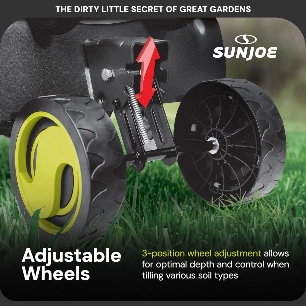 Sun Joe Corded Electric Garden Tiller And Cultivator With Steel Tines, 16 Inch, 13.5-Amp - TJ604E