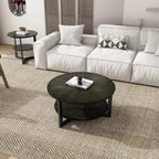 Round Coffee Table With Storage Shelf - 33.5 in