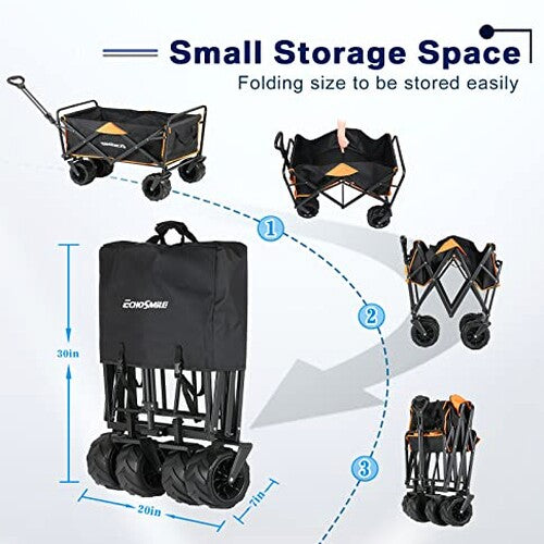 EchoSmile Foldable Utility Wagon, 350 lb Capacity - Large Wheels