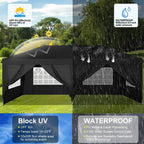 COBIZI Pop Up Canopy Tent 10x20ft With 6 Sidewalls, Black