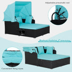 RELAX4LIFE Patio Daybed With Canopy, Cushions, 4 Pillows And 2 Side Trays, Turquoise - B0BYSN7GC7