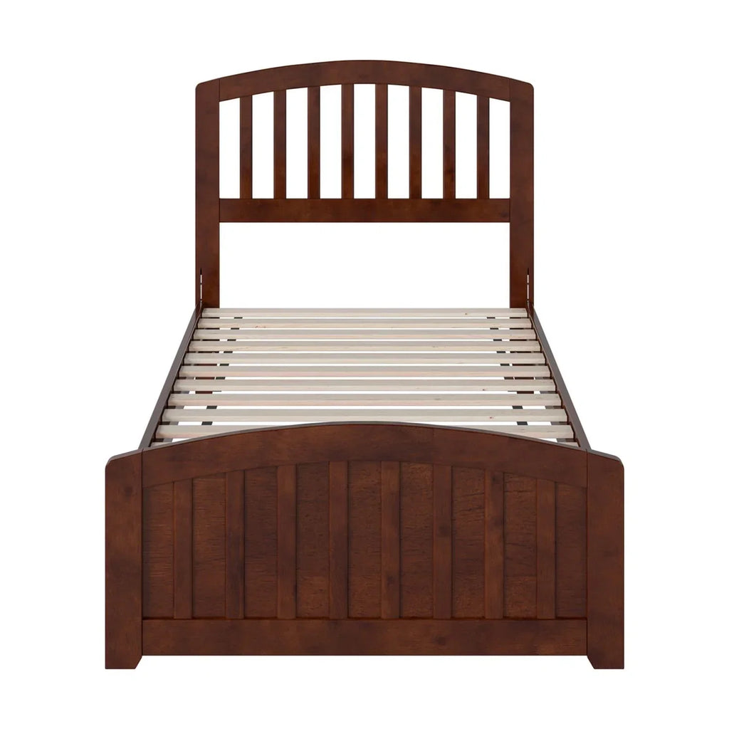AFI Quincy Twin Solid Wood Low Profile Platform Bed With Matching Footboard, Walnut