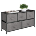mDesign Wide Storage Dresser With 5 Removable Fabric Drawers - Dark Gray