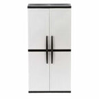 Gray Plastic Garage Storage Cabinet 35 in W x 71 in H x 18 in D, 4 Adjustable Shelves - 2025 Model