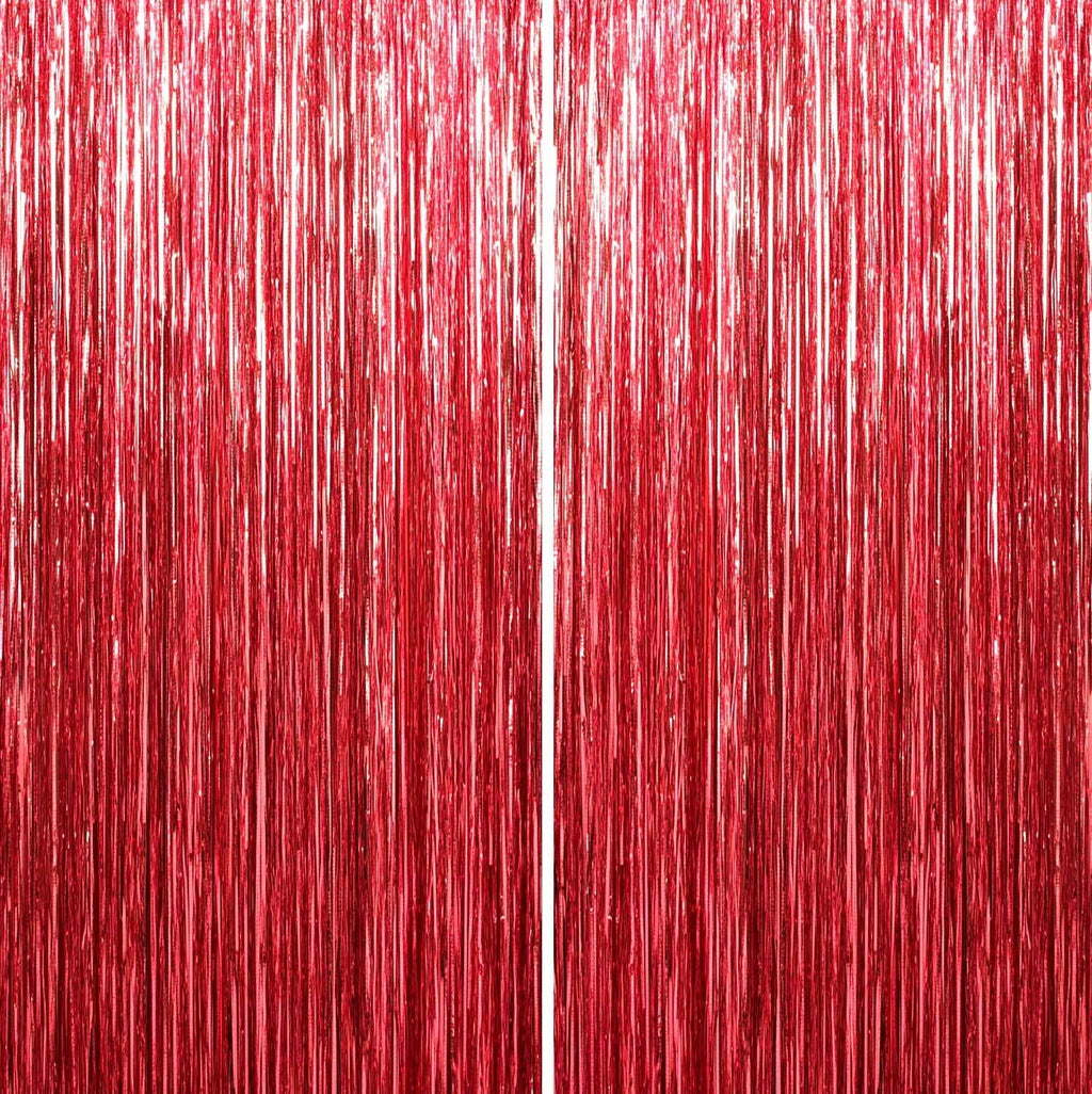 Sm:)e 2-Pack Light Bright Silver Foil Fringe Curtains for Events - Birthday, Wedding, Graduation, Christmas, Baby Shower, various festivals Decor Photo Booth Fun!