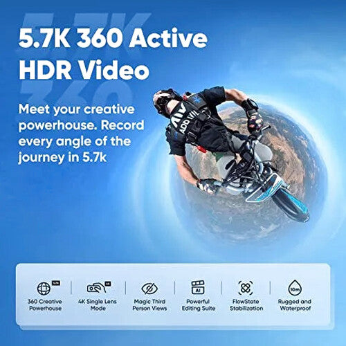 Insta360 X3 Motorcycle Kit Waterproof 360 Action Camera With 1/2" 48MP Sensors - X3