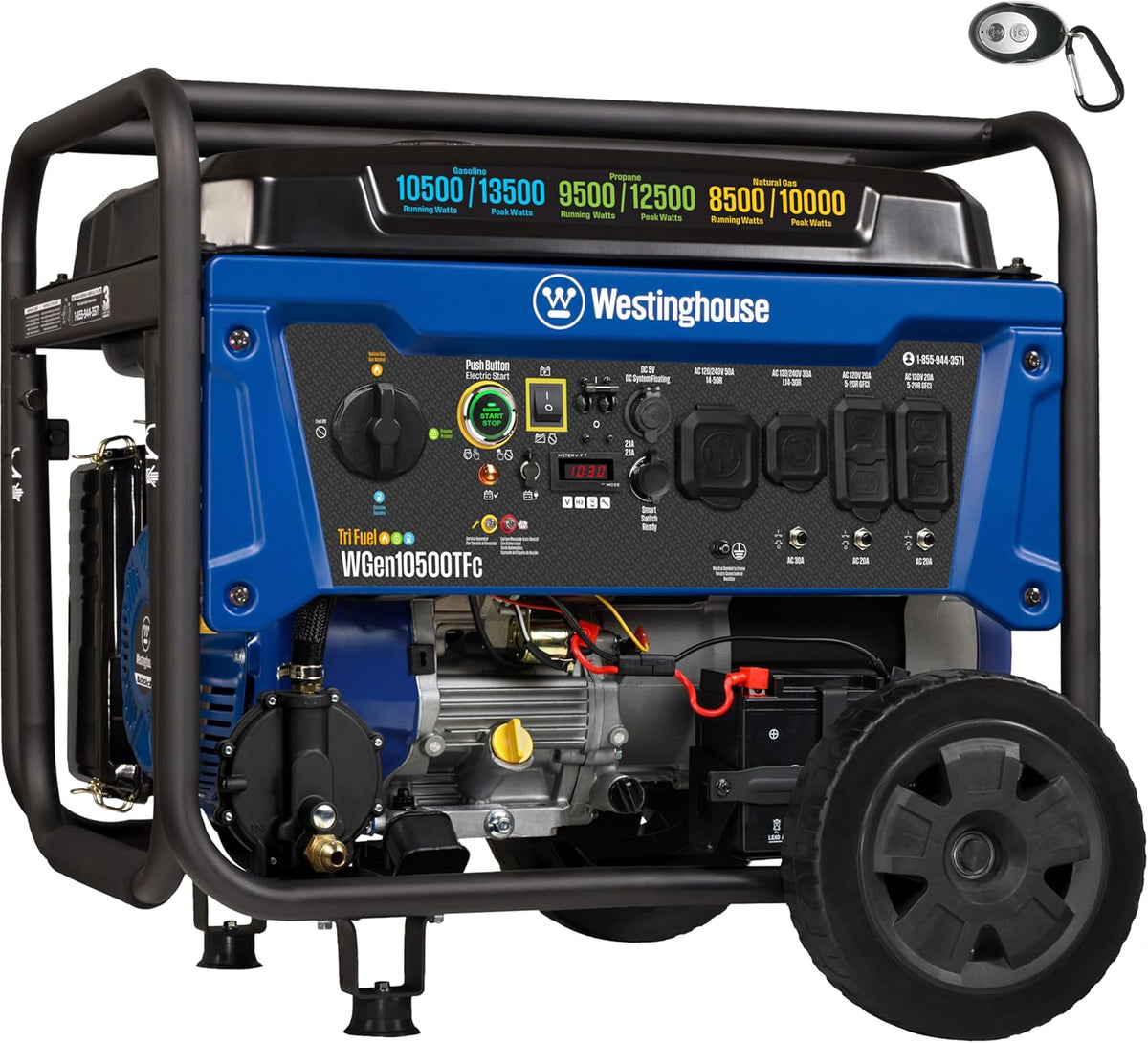 Westinghouse Tri-Fuel Portable Generator, 13500 Peak Watt, Remote Electric Start