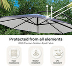 LAUSAINT HOME 11 FT Beige Curvy Cantilever Patio Umbrella With Base