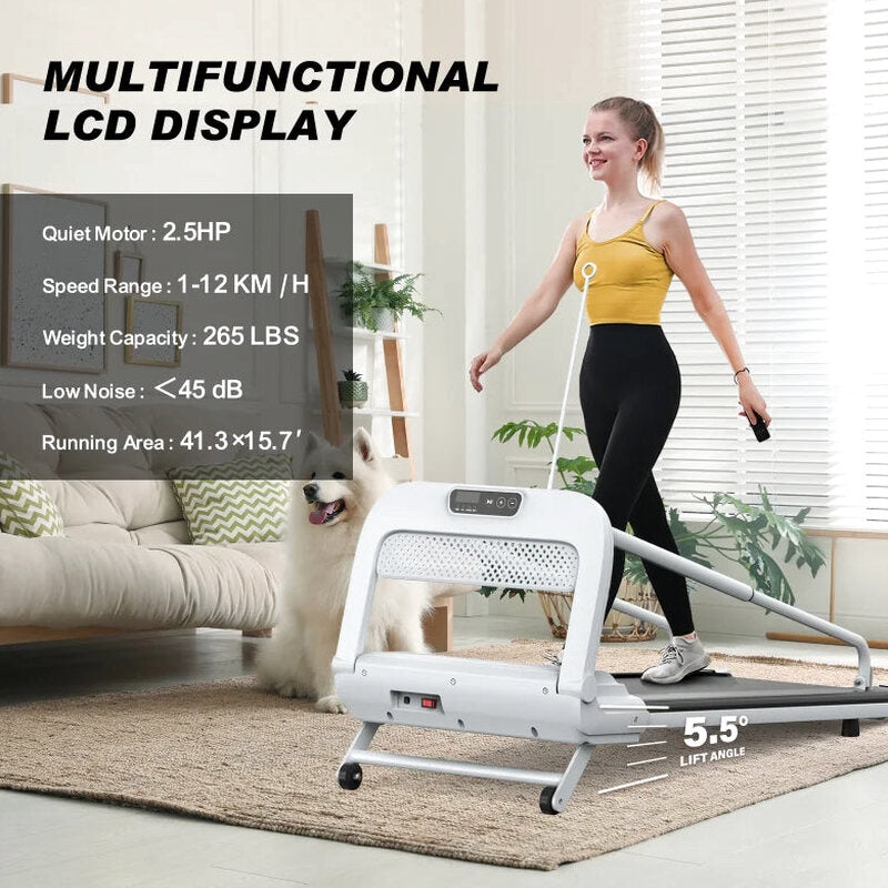 Witaxima Pet Treadmill, 2.5HP, 41.34 x 15.75 in Running Surface, Off White