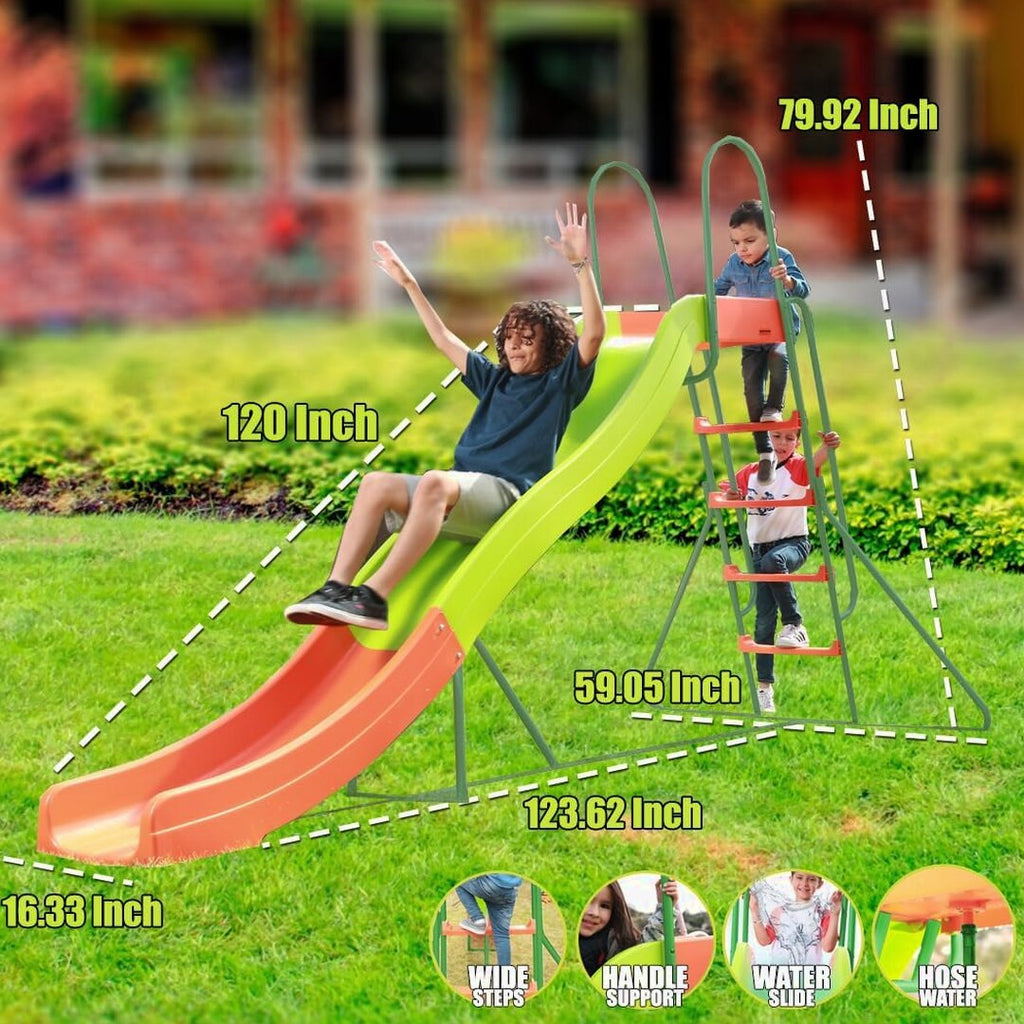 SLIDEWHIZZER Kids Climber Slide 125in x 60in x 61in Orange Green - Kids Slide