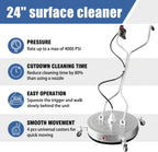 JANZ 24 in Pressure Washer Surface Cleaner With 4 Wheels, Dual Handle, Stainless Steel Housing, 4 Nozzle Cores And 2 Hose Adapters