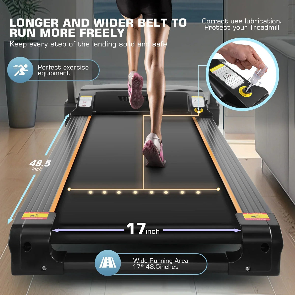 Tikmboex Treadmill With Auto Incline, 3.25HP Motor, 300 lb Capacity