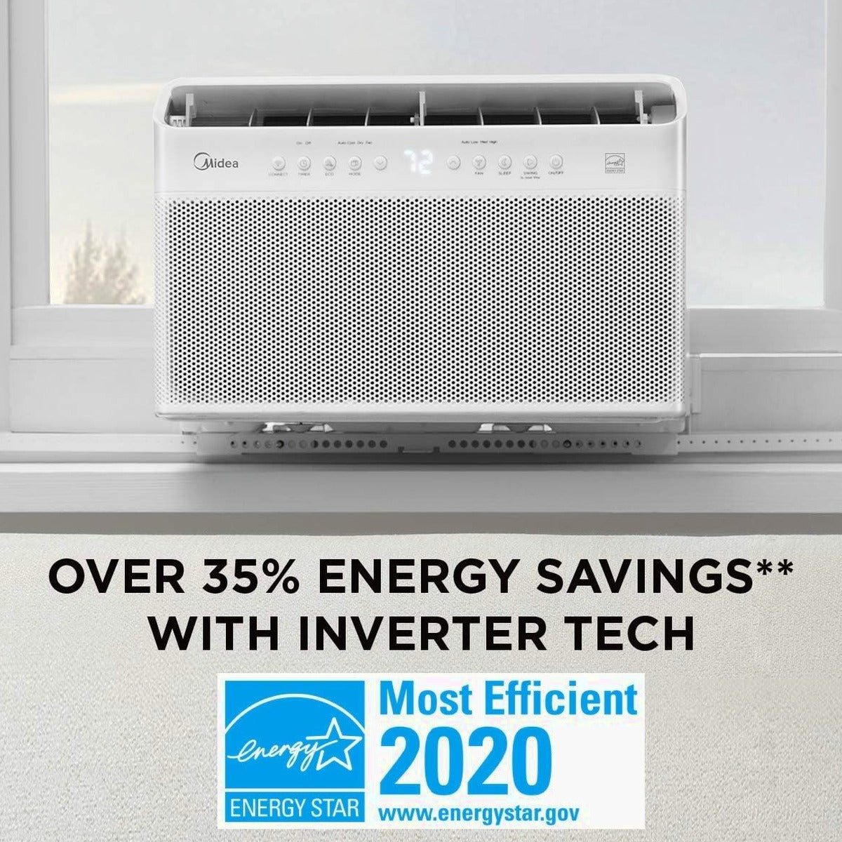 Midea U-Shaped Inverter Window Air Conditioner 12,000 BTU, White - MAW12V1QWT-cr