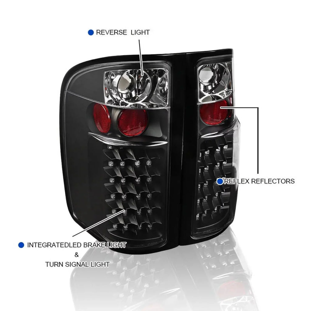 Spec-D Tuning LED Light Bar Projector Headlights And Altezza Style LED Tail Lights, Jet Black Housing, Clear Lens - Chevrolet Silverado