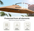 LAUSAINT HOME 11 FT Beige Curvy Cantilever Patio Umbrella With Base