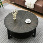 Round Coffee Table With Storage Shelf - 33.5 in