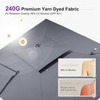 PURPLE LEAF Cantilever Patio Umbrella, 10FT Square, Grey - 360 Degree Rotation