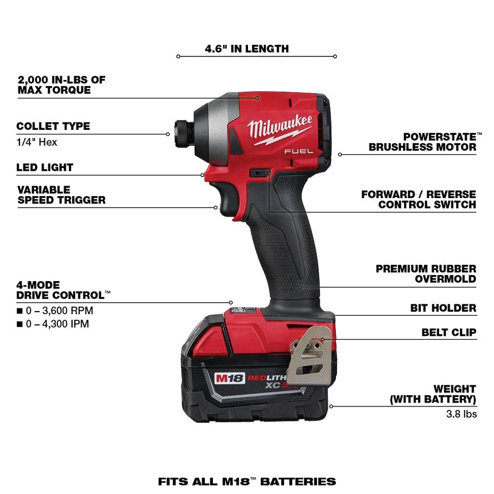 M18 FUEL 18V Lithium Ion Brushless Cordless 7 Tool Combo Kit 5.0 Ah