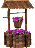 Best Choice Products Rustic Wooden Wishing Well Planter With Hanging Bucket - 16-Inch
