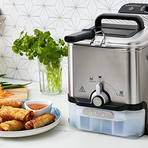 T-Fal Ultimate Steel Deep Fryer With Basket, 3.5 Liter Oil And 2.6 Pound Food Capacity - EZ Clean Pro