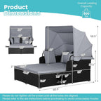 RELAX4LIFE Patio Daybed With Canopy, Cushions, 4 Pillows And 2 Side Trays, Turquoise - B0BYSN7GC7
