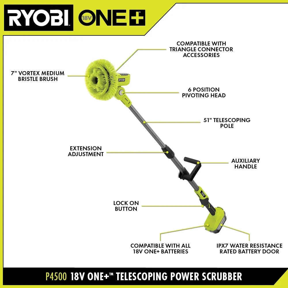 RYOBI 18V ONE+ VORTEX Telescoping Power Scrubber