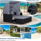 RELAX4LIFE Patio Daybed With Canopy, Cushions, 4 Pillows And 2 Side Trays, Turquoise - B0BYSN7GC7