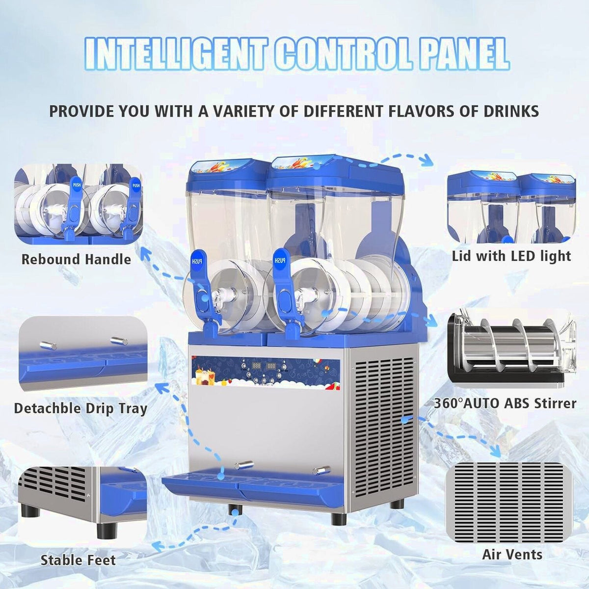 AnyDoor Commercial Slushy Machine 45l 1200w Blue - 300-X