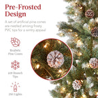Best Choice Products 6ft Pre-Lit Partially Flocked Pencil Christmas Tree With 250 Lights And Pine Cones