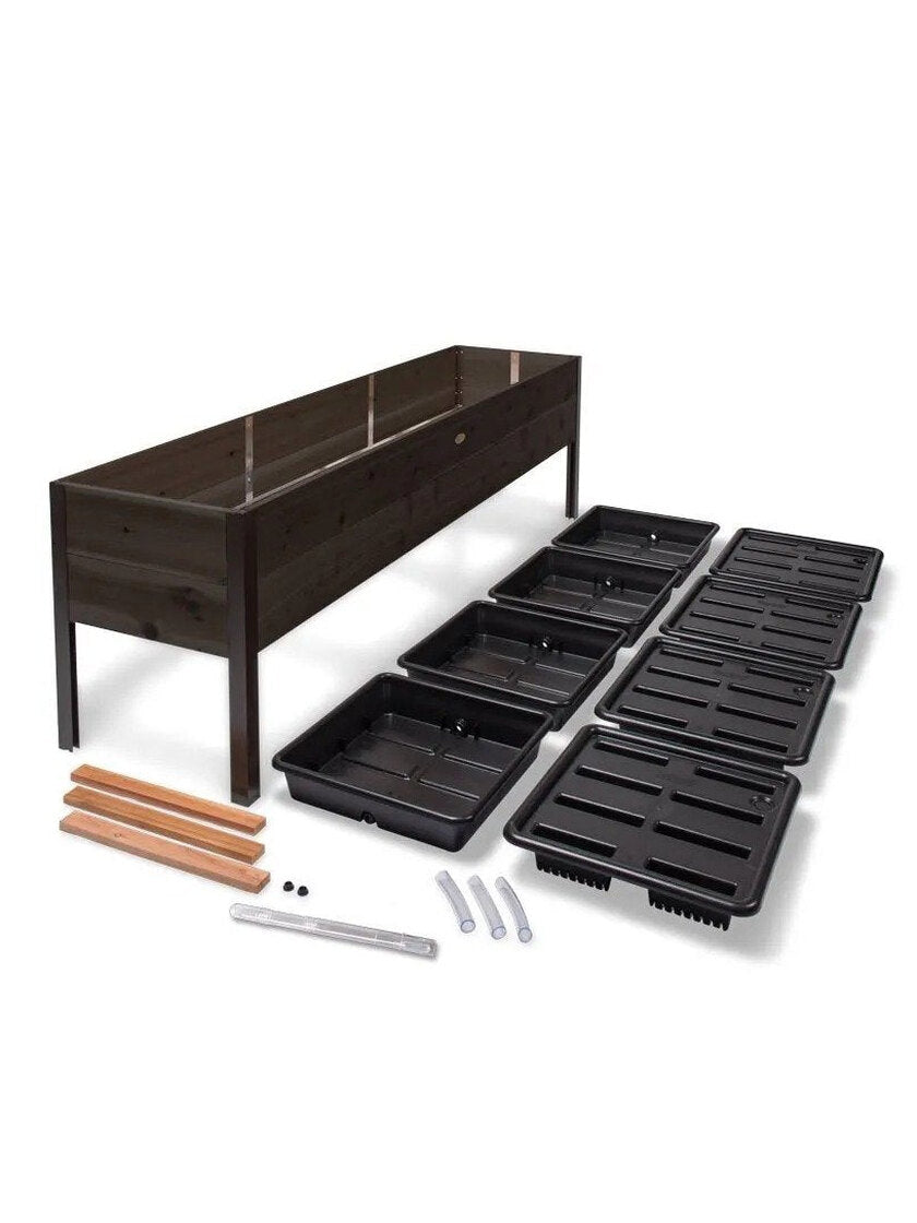 Self-Watering Eco-Stained Elevated Planter Box, Lakeside Cedar, 96 in x 24 in x 29 in
