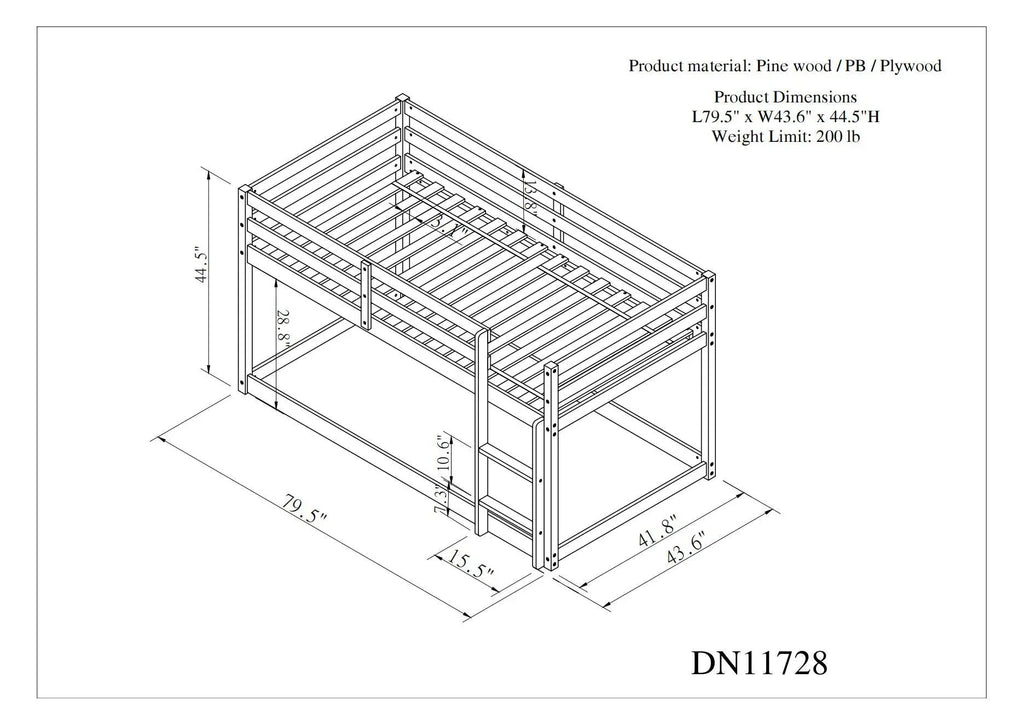 Grey Twin Loft Bed