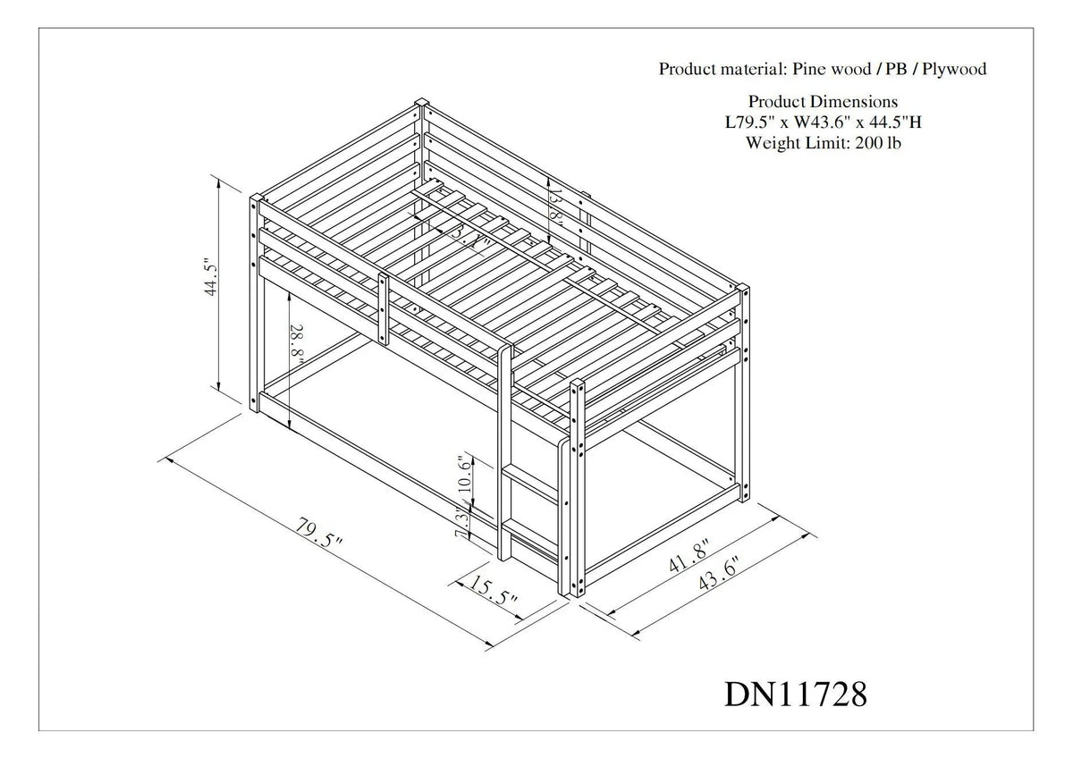 Grey Twin Loft Bed