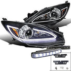 Mazda 3 JDM Black LED DRL Strip Projector Headlights With 8-LED DRL Fog Lights - 10-13